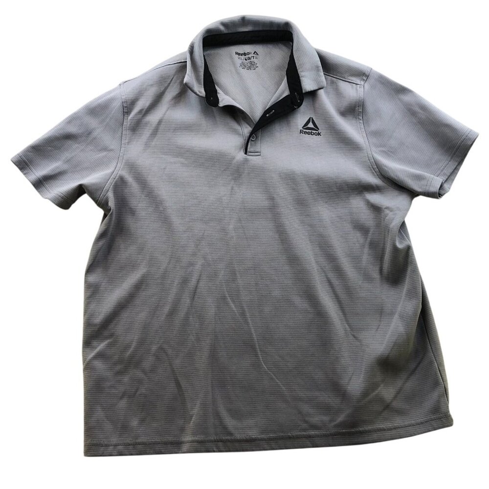 Reebok Mens Polo Shirt Size XL Short Sleeve Casual Performance Gray Classic